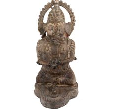 Handmade Brown Brass Ganesha Statue In Tribal Style