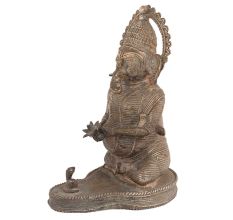 Handmade Brown Brass Ganesha Statue In Tribal Style