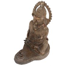 Handmade Brown Brass Ganesha Statue In Tribal Style