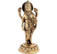 Handmade Golden Brass Lord Dhanvantri Holding The Pot Of Amrit Statue