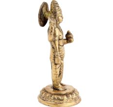 Handmade Golden Brass Lord Dhanvantri Holding The Pot Of Amrit Statue