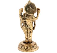 Handmade Golden Brass Lord Dhanvantri Holding The Pot Of Amrit Statue