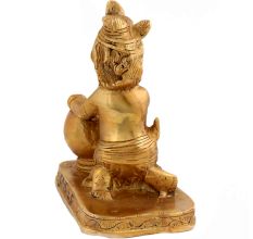 Handmade Golden Brass Krishna Makhan Chor Statue