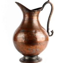Handmade Brown Copper Jug Pitcher With Handle And Hammered Design