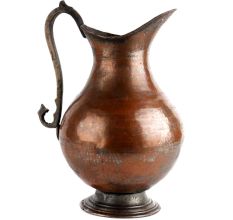 Handmade Brown Copper Jug Pitcher With Handle And Hammered Design