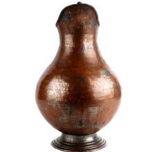 Handmade Brown Copper Jug Pitcher With Handle And Hammered Design