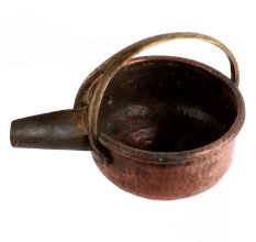 Handmade Copper Color Brass Metal Bowl with Handle and Pouring Spout