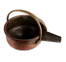 Handmade Copper Color Brass Metal Bowl with Handle and Pouring Spout