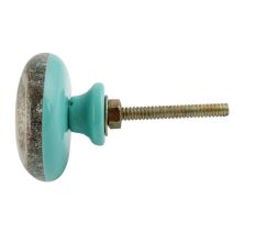Round Sea Green Resin And Wood Cabinet knob