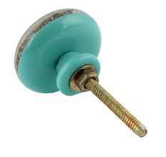 Round Sea Green Resin And Wood Cabinet knob