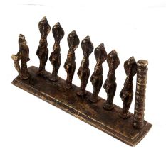 Handmade Black Brass 7 goddess Statues On Platform Home Decoration