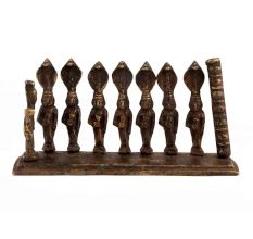 Handmade Black Brass 7 goddess Statues On Platform Home Decoration