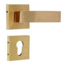 Handmade Gold Brushed Brass Mortise Door Lock Handle Set