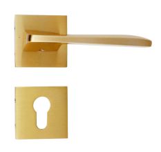Handmade Matt Gold Finish Brass Mortise Door Lock Handle Set
