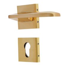 Handmade Matt Gold Finish Brass Mortise Door Lock Handle Set