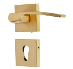 Handmade Polished Brass Mortise Door Handle Set