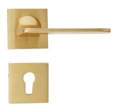 Handmade Satin Brass Modern Mortise Door Handle Set