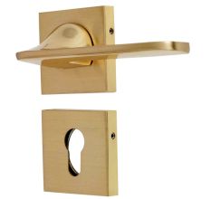 Handmade Satin Brass Modern Mortise Door Handle Set