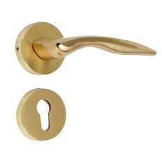 Handmade Polished Gold Brass Mortise Door Lock Handle Set