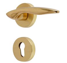 Handmade Polished Gold Brass Mortise Door Lock Handle Set