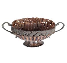 Handmade Antique Golden Brass Bowl With Handles And Decorative Rim