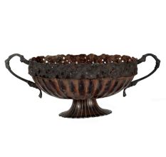 Handmade Antique Golden Brass Bowl With Handles And Decorative Rim