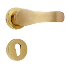 Handmade Golden Brush Finish Brass Contemporary Mortise Handle Set