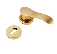 Handmade Golden Brush Finish Brass Contemporary Mortise Handle Set