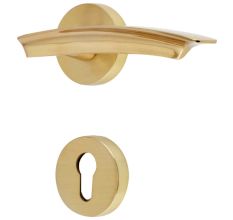 Handmade Golden Brass Modern Style Mortise Handle Set