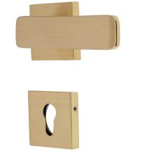 Handmade Golden Brass Modern Mortise Door Lock Handle Set