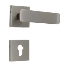 Handmade Nickel Brushed Contemporary Design Square Mortise Door Lock Handle Set