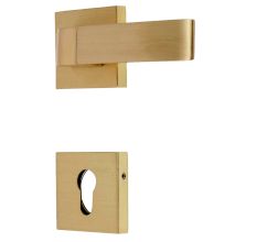Handmade Golden Square Brass Mortise Door Lock Handle Set