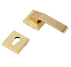 Handmade Golden Square Brass Mortise Door Lock Handle Set