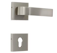 Handmade Stainless Steel Finish Square Brass Mortise Door Handle Set