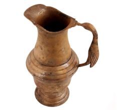 Handmade Brown Patina Rich Brass Jug Or Pitcher With Bird Handle