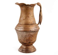 Handmade Brown Patina Rich Brass Jug Or Pitcher With Bird Handle
