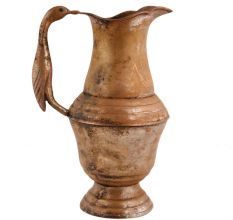 Handmade Brown Patina Rich Brass Jug Or Pitcher With Bird Handle
