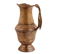 Handmade Brown Patina Rich Brass Jug Or Pitcher With Bird Handle