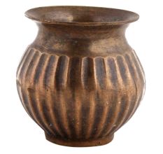 Handmade Brown Brass Pot With fluted Design