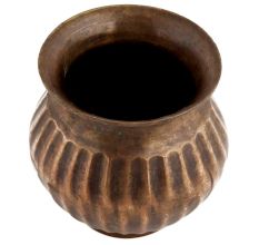 Handmade Brown Brass Pot With fluted Design