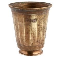 Handmade Brown Brass Fluted Glass With Round base