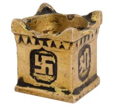 Brass Lamp Square With Om Symbol For Pooja Room