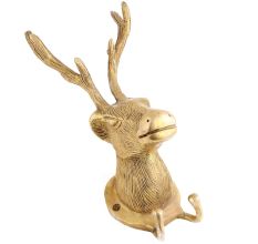 Brass Deer Hook With 2 Khooti For Stylish Home Decor