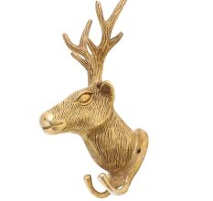 Brass Deer Hook With 2 Khooti For Stylish Home Decor