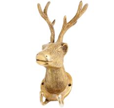 Brass Deer Hook With 2 Khooti For Stylish Home Decor