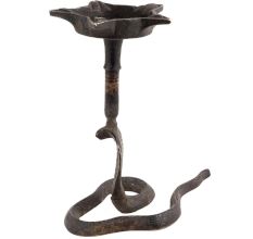 Brass Vintage Used Oil Cobra Lamp With 5 Jyoti
