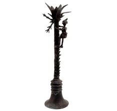 Brass Vintage Tribal Tree With Climbing Man Figure
