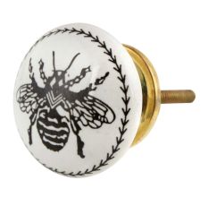 Black Bumble Bee Flat Ceramic Cabinet knobs