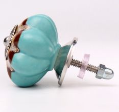 Sea Green And Brown Ceramic Cabinet Knobs
