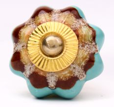 Sea Green And Brown Ceramic Cabinet Knobs